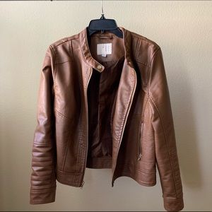 Brown Faux Leather Jacket